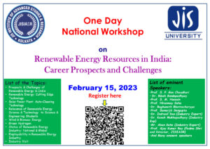 One Day National Workshop on Renewable Energy Resources in India: Career Prospects and Challenges